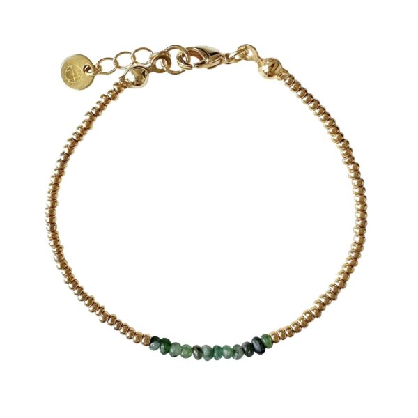 Miyuki glaskraaltjes armband met groene smaragd edelsteen