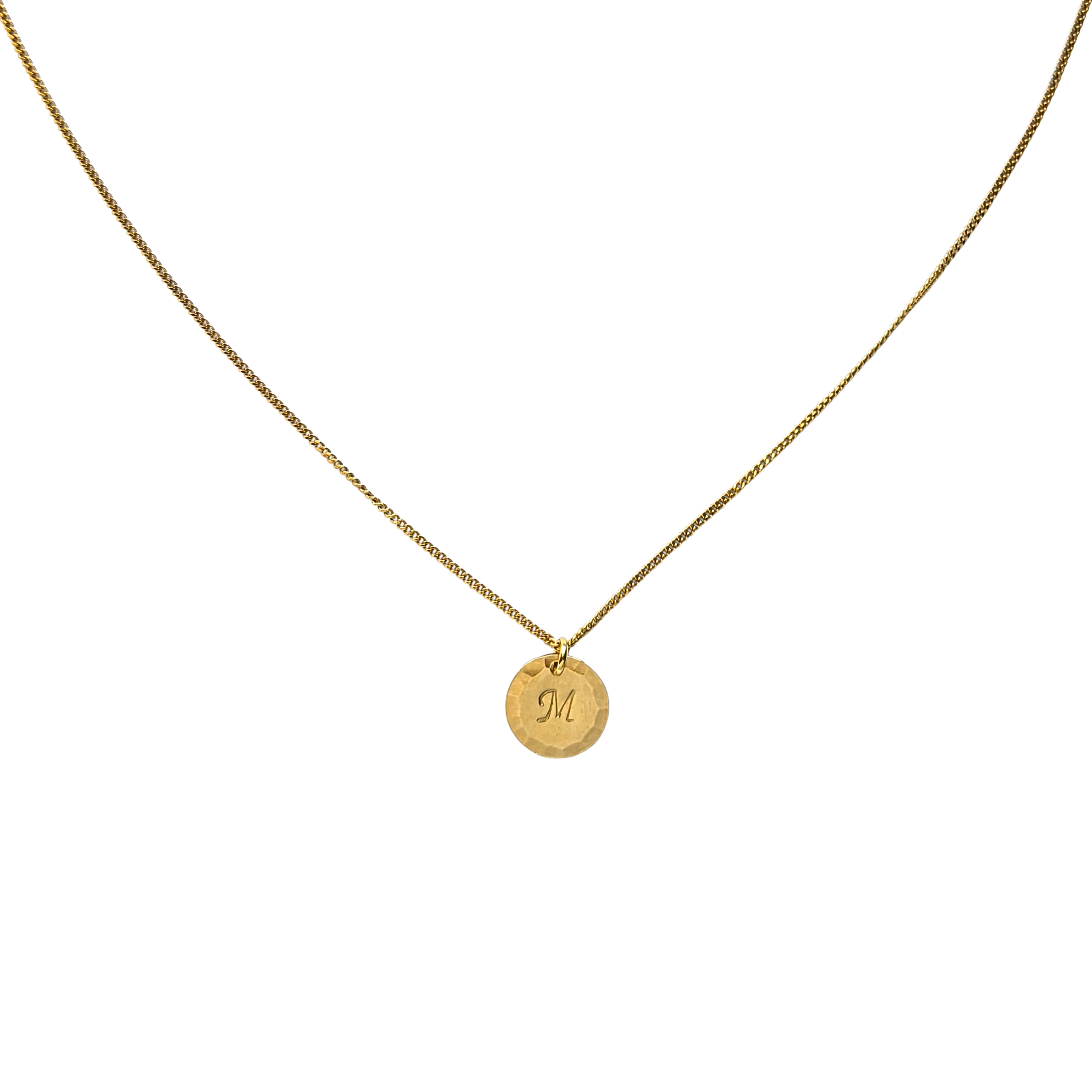 Goud vermeil ketting met ronde tag voor een initiaal in het goud