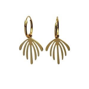 Gouden oorringen met hangers in de vorm van franje.