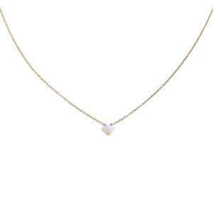 Goud vergulde sterling zilveren ketting met maansteen klavertje van maansteen.