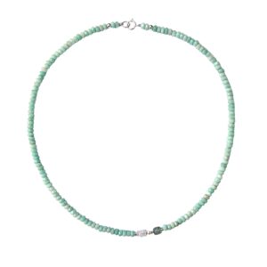 Edelsteen ketting met amazoniet, maansteen, paren en toermalijn.