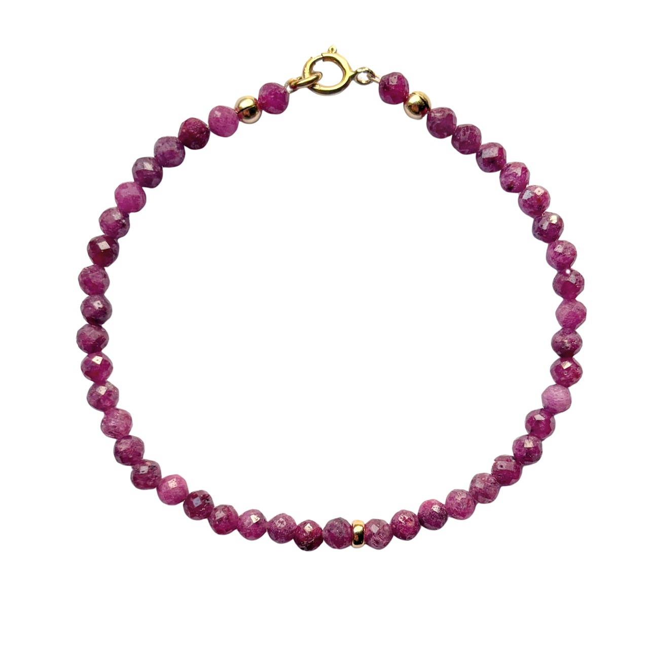 Kralenarmband met kraaltjes van roze robijn.
