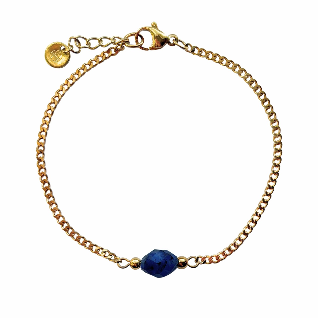 Schakelarmband met blauwe sodaliet edelsteen van stainless steel.
