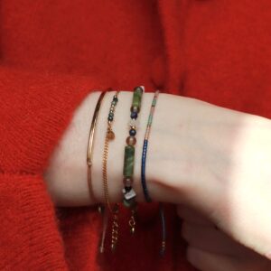 Armbandenset met Noi, Evy, Kae en Indra. Edelsteenarmbanden in groen en blauwe tinten.